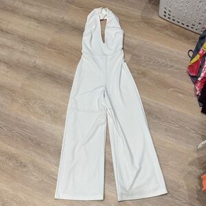 Lulu’s White Halter Jumpsuit Backless